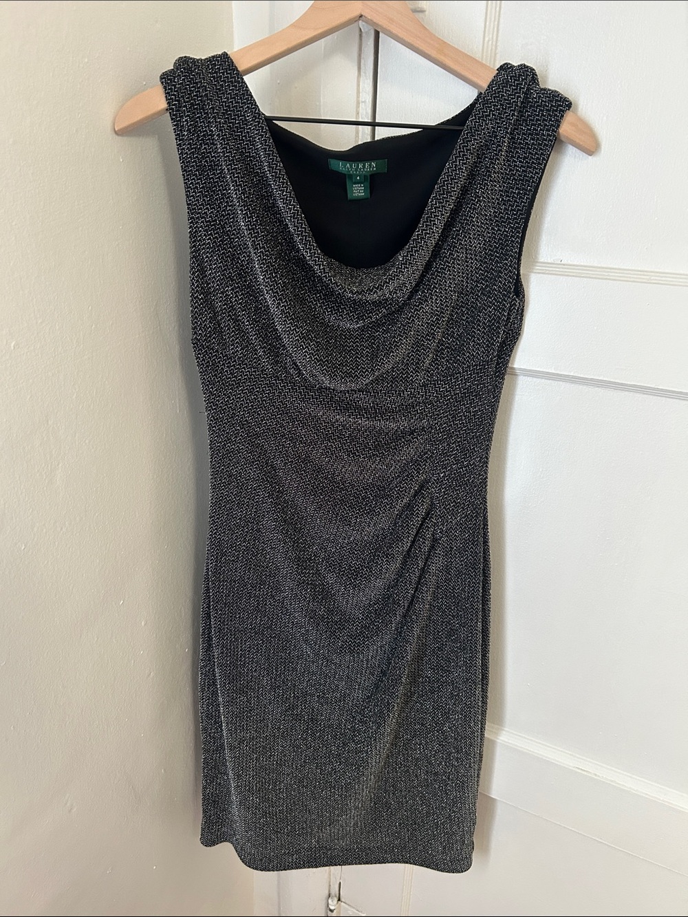 New! Ralph Lauren Silver-Black Shimmer Dress size 4